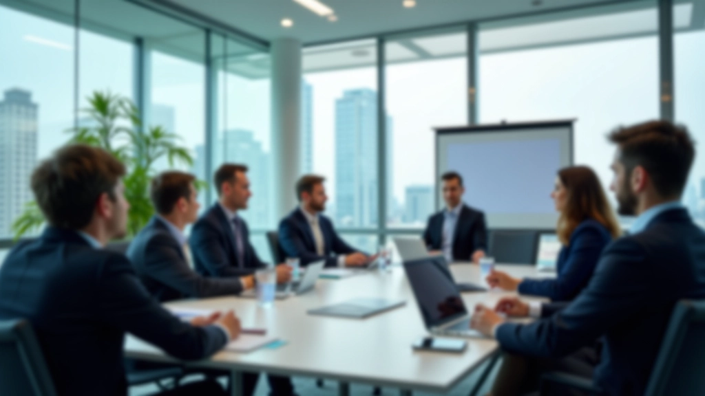 Geschäftsmänner und -frauen bei einer Präsentation in einem modernen Konferenzraum