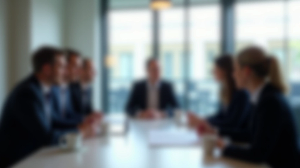 Internationale Geschäftsleute sitzen um einen Konferenztisch herum mit Laptops und Dokumenten