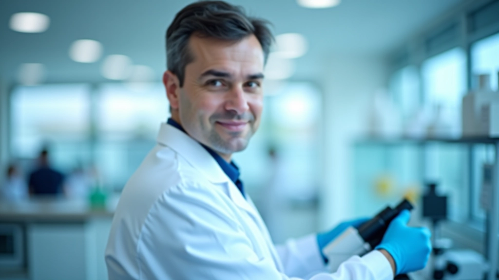 Biotechnologie-Laboratorium mit Mikroskopen und Laborausrüstung, wissenschaftliche Forschung