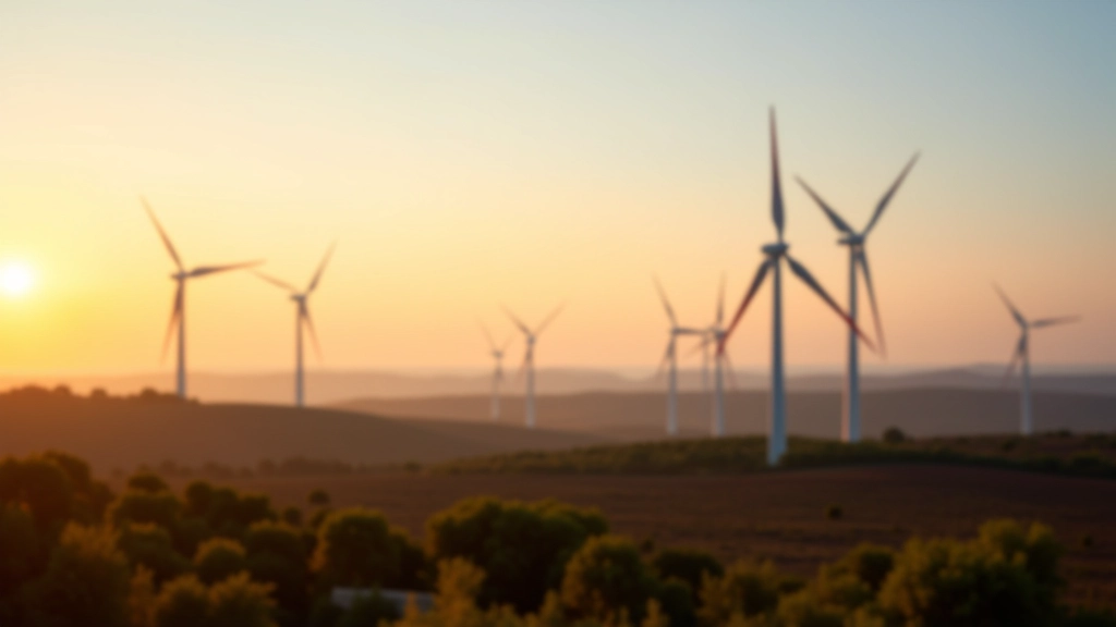 Windkraftanlage und Solarmodule in Landschaft, erneuerbare Energien