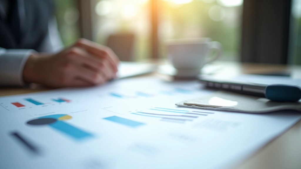 Professioneller Arbeitsbereich mit analytischen Berichten, Diagrammen und Dokumenten, die detaillierte Kapitalflussanalysen zeigen